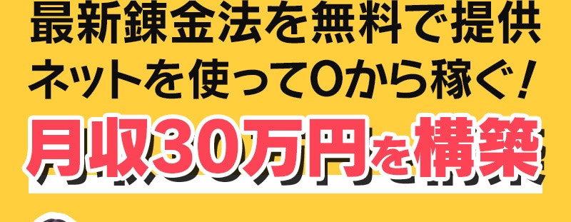 最新錬金法を無料で提供、ネットを使ってゼロから稼ぐ！月収30万円を構築